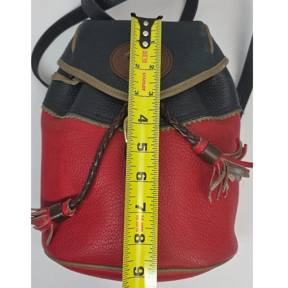 Dooney & Bourke Vintage Teton AWL Red Navy Leather Backpack Drawstring‎ Bag
